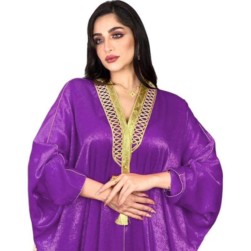Middle Eastern women's embroidered three-dimensional Muslim robe Mos Abaya clothing made in Chi