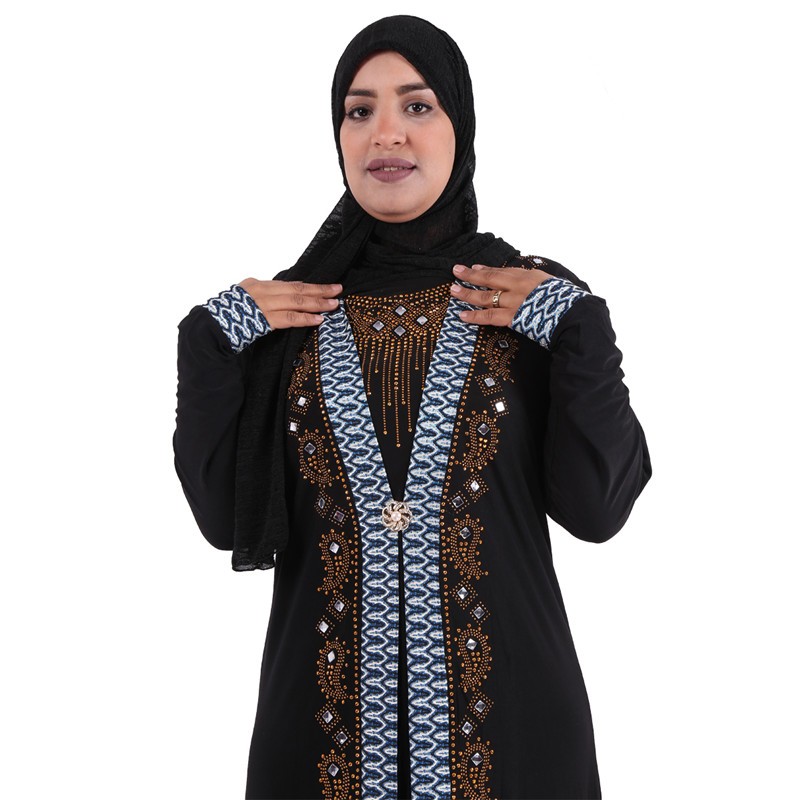 New Black Islamic Long Sleeve Arabic Robe Dubai