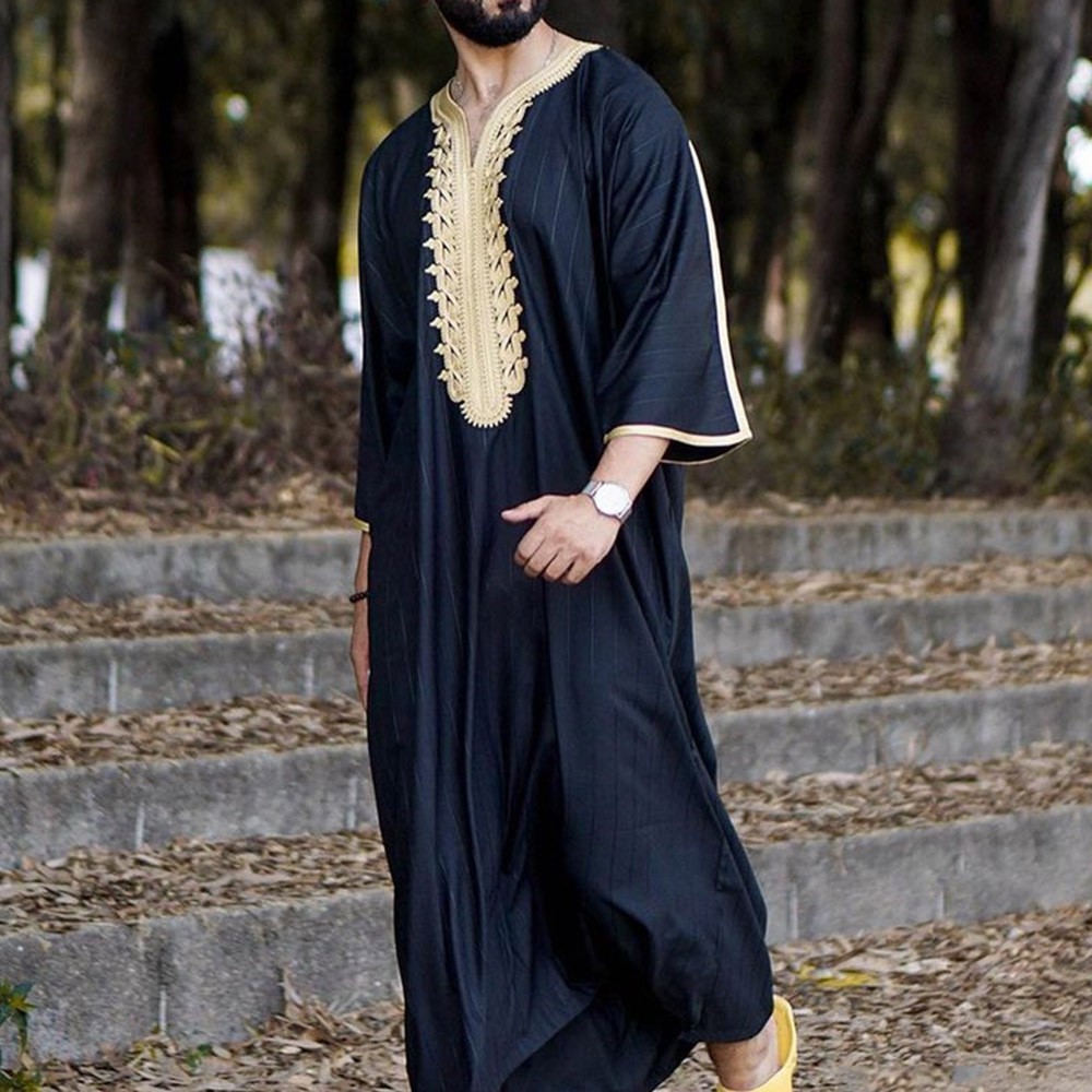 Muslim zipper pocket men's Islamic clothing abaya duba clothing customization