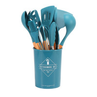 New Arrival Cookware Cooking Tools Kitchen Utensils Silicone Set with Wooden Handle
