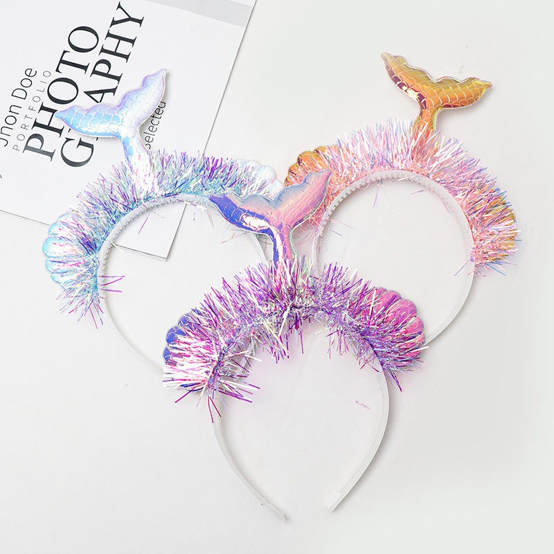 Mermaid Tail Headband with Sequins and Glitter Shells