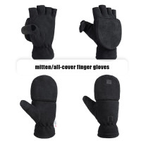 Winter cashmere top reversible gloves