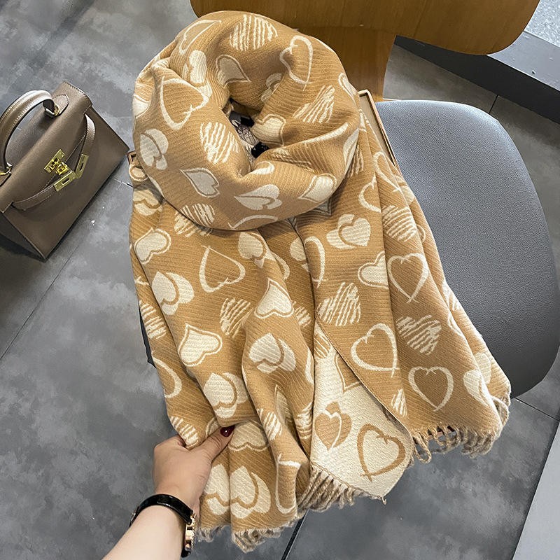 New British love pattern winter print luxury design soft viscose headscarf shawl customization
