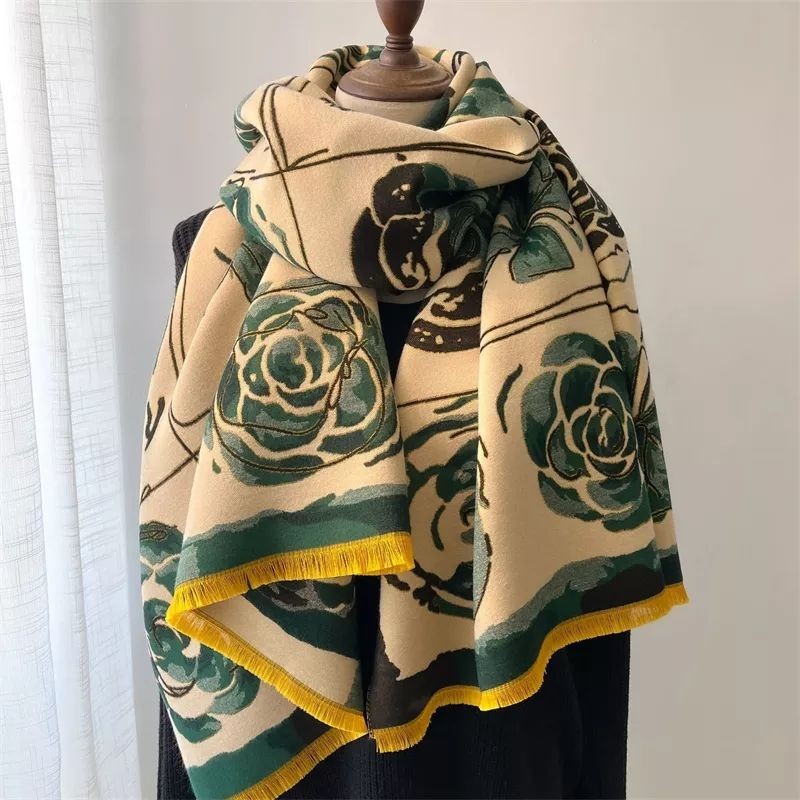 Reversible fashionable winter cashmere jacquard printed cashmere scarf for customization