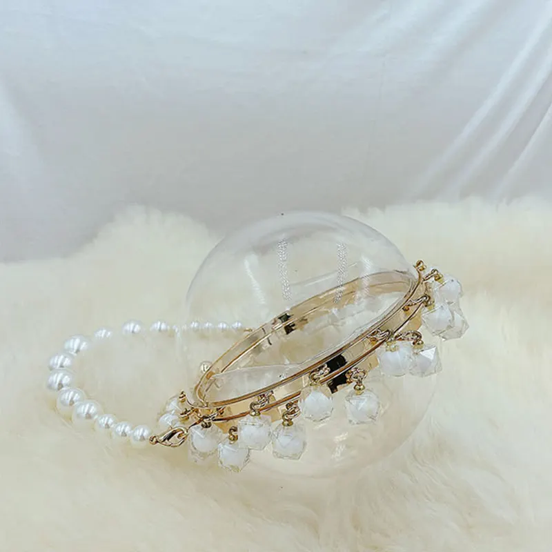 New Fashion Ball Diamond Mini Wedding Party Women Pearl Chain Clutch