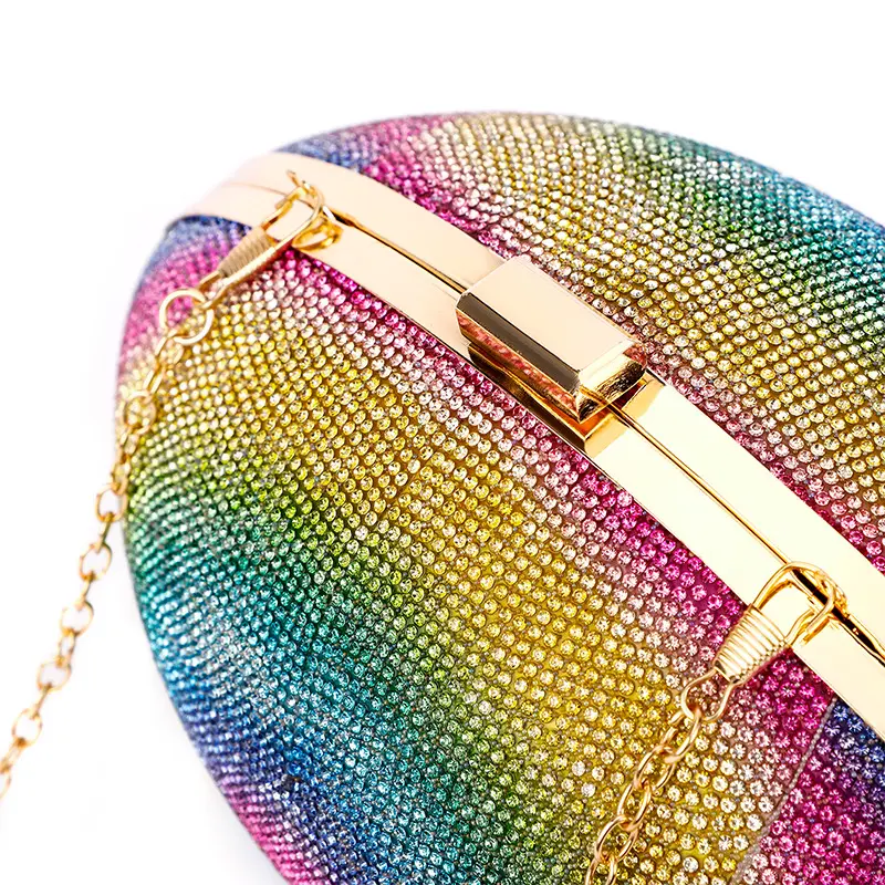 Trendy Colorful Diamond Hand Women's Eye Design Clutch Bag