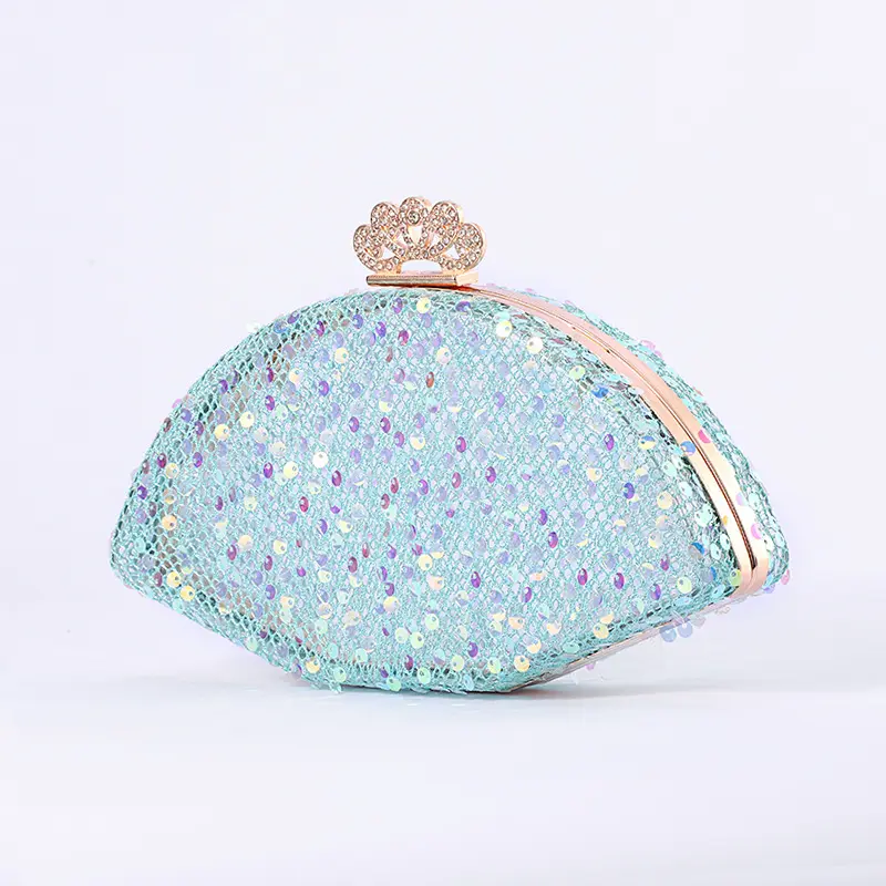 New fan-shaped shiny diamond hand party banquet clutch bag