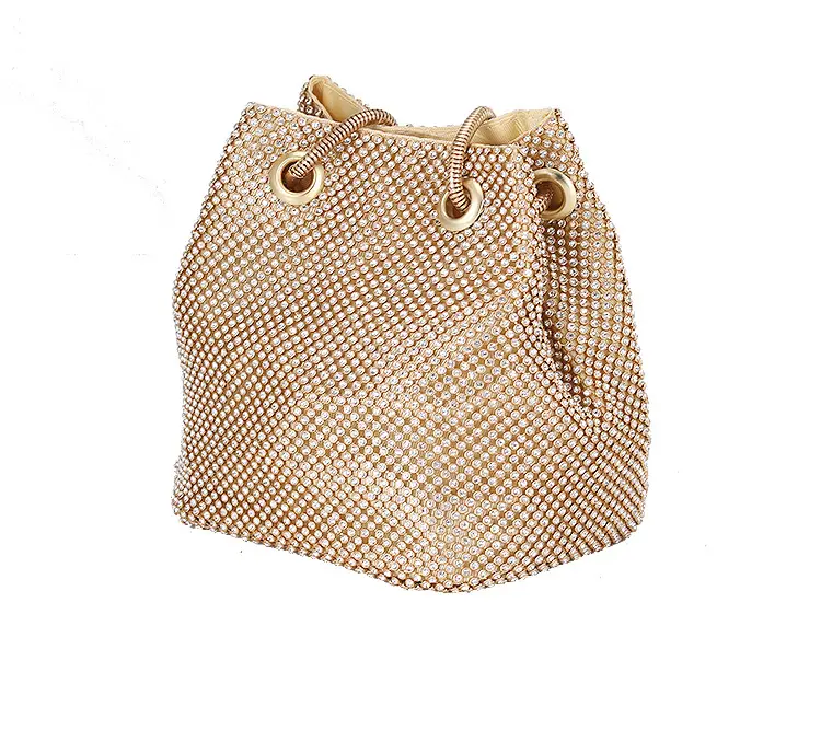 Luxurious glitter shiny diamond cinch bucket bag customization