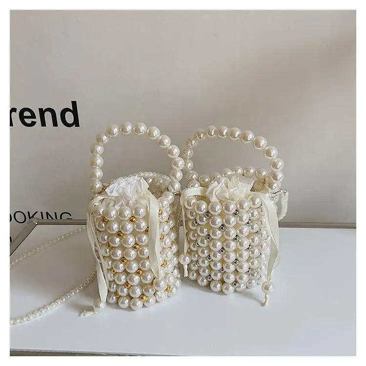 Fashionable and luxurious new pearl mini barrel clutch hand customized
