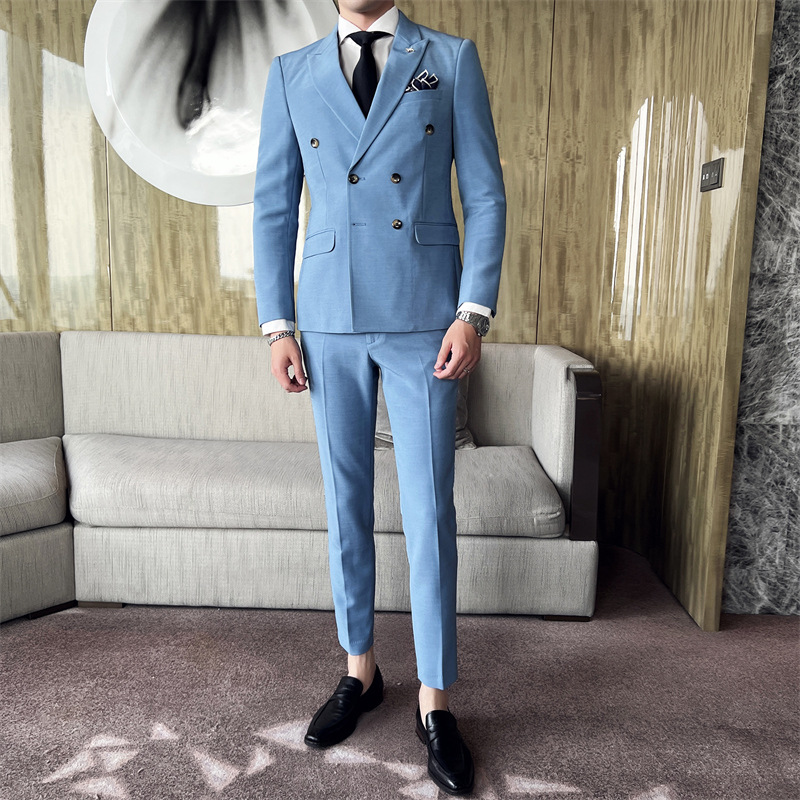3 Pieces Set Jacket Pants 2023 New Men Suits Boutique Slim tuxedo Business Groom Wedding Double Breasted Suit set for men