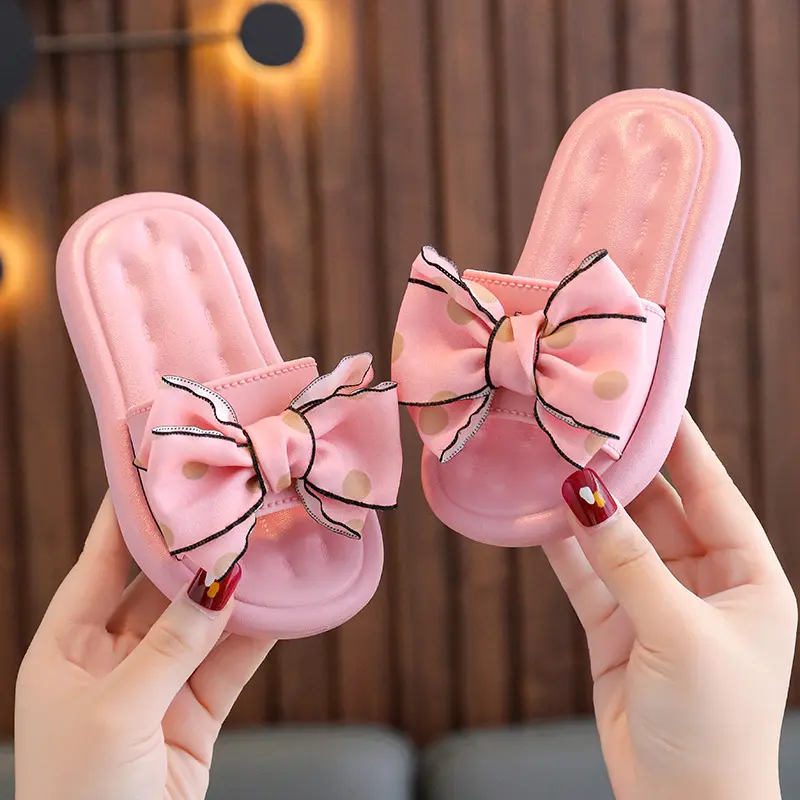 Non-slip soft bottom bow slippers for boys and girls summer shoes