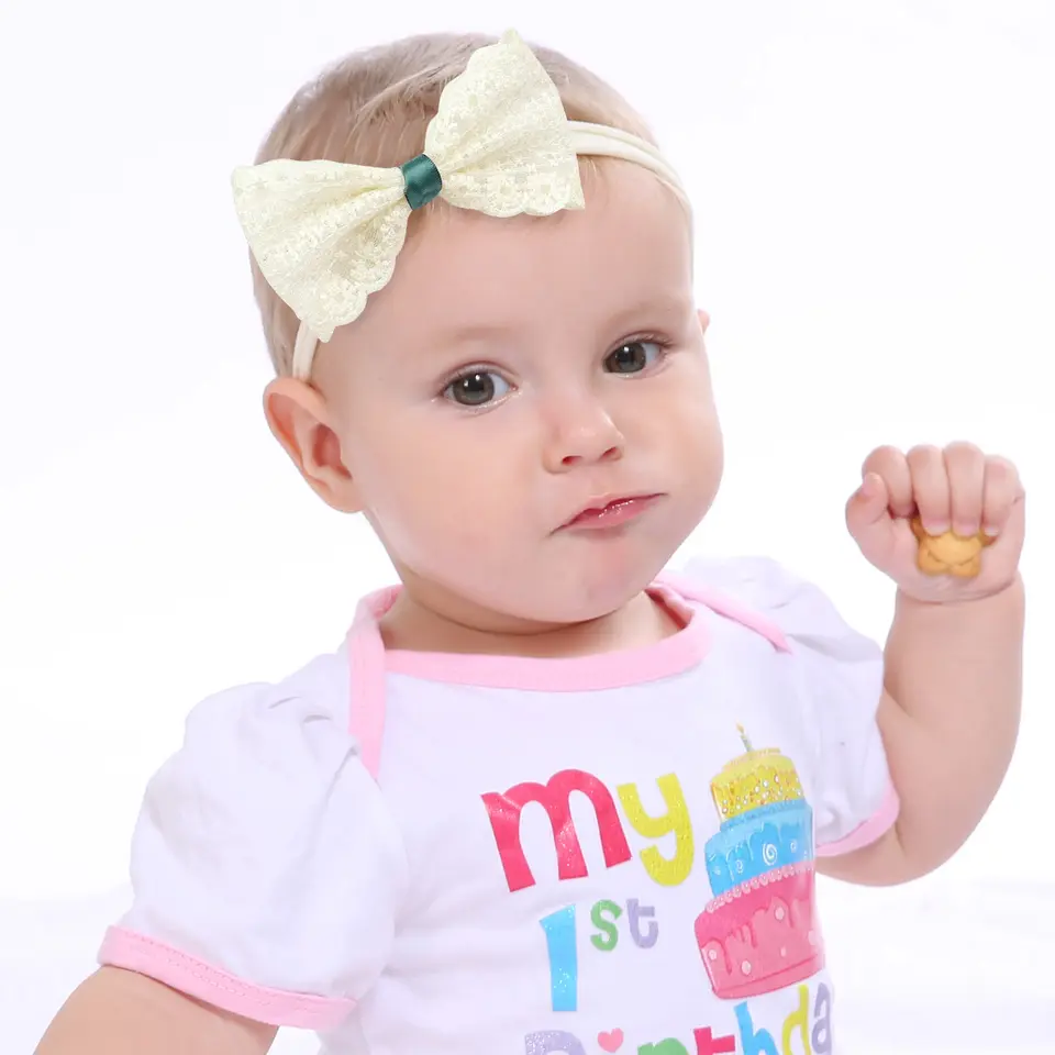 Fashionable Baby Girl Elegant Lace Bow Head Customization