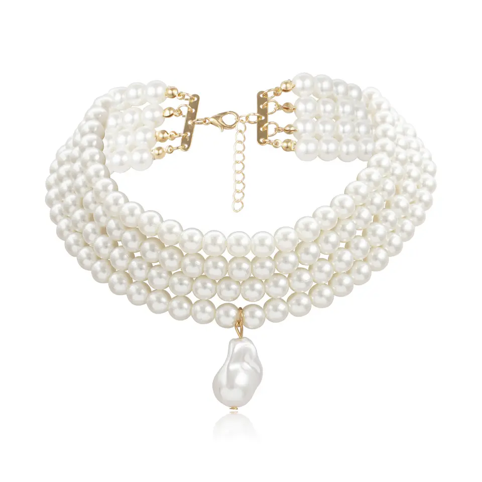 High quality multi-layered necklace simple pearl necklace