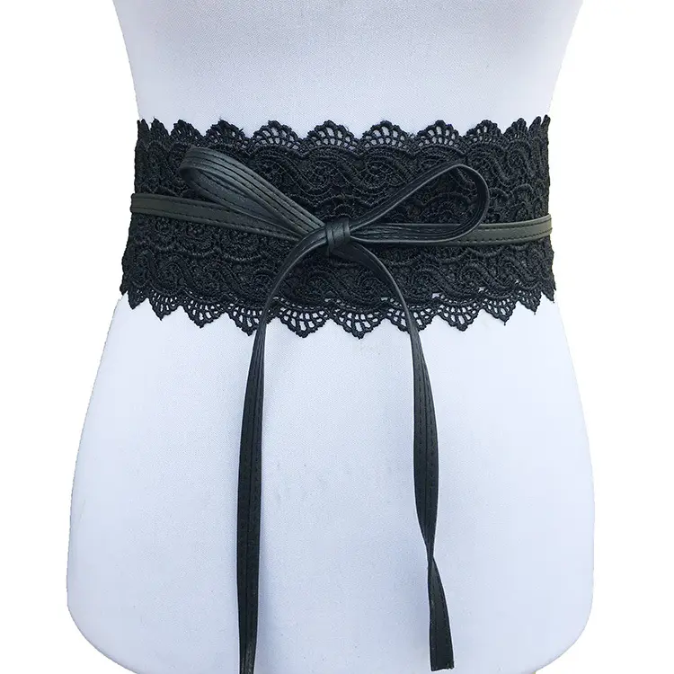 Lace extra wide fashionable women's decorative belt design customization