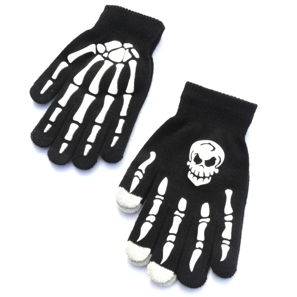 Men's Halloween Glow Skull Ghost Claw Print Gloves Custom Design Customized