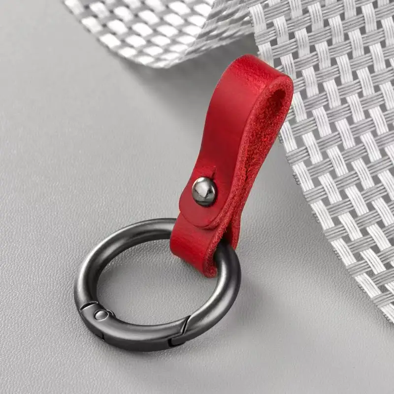 Portable metal ring leather keychain customization