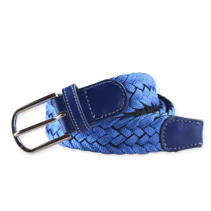 Adjustable Style Men's Genuine Leather End Knitted Elastic Belt Customized