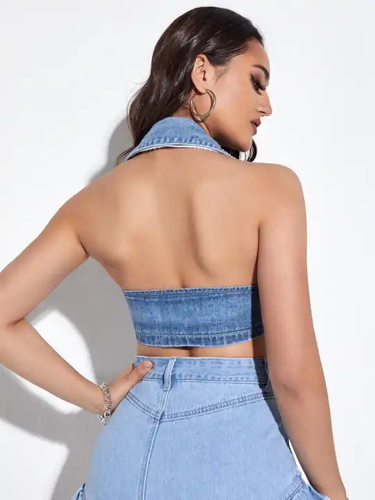 Summer new sexy V-neck backless sleeveless top customized