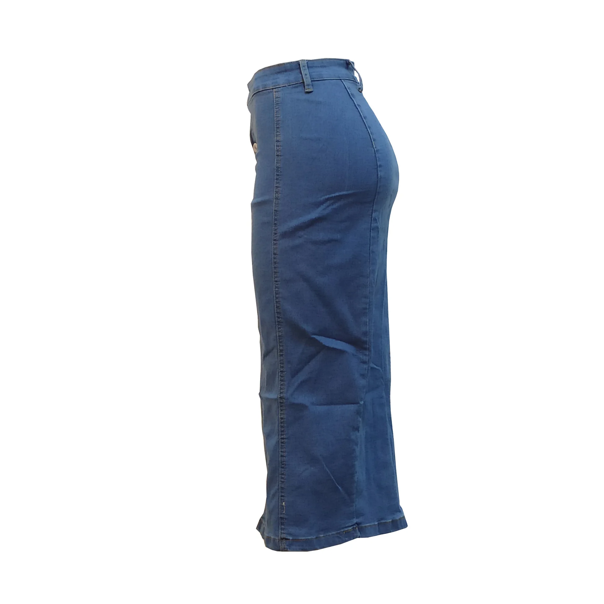 European and American style buttoned irregular slit denim high waist long skirt customized