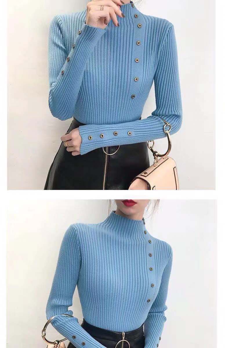 Autumn Winter Fashion Female Long Sleeve Skinny Elastic Casual Sweater Pullover Tops Women Knitted Shirts