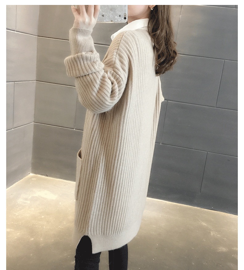Wholesale Autumn Winter Korean Casual Long Cardigan Baggy Knitted Long Sleeve fashion Sweaters Coat Women Clothing